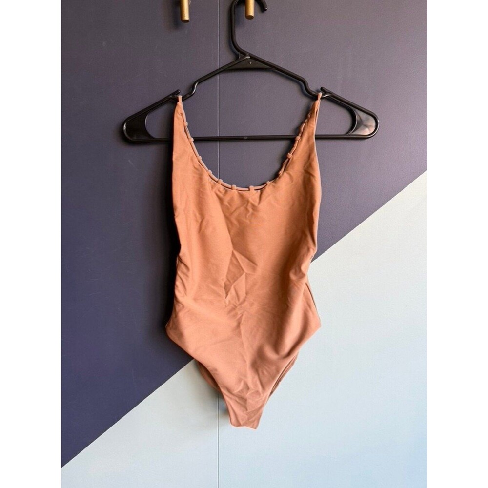 Jade Swim $200 Chain Reaction Scoop One Piece, Size XS, Mocha (Tan), XS, Worn 1x